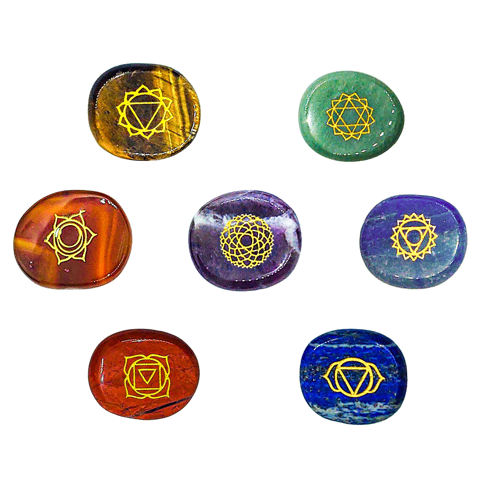 Chakra Stones with Engraved Symbols